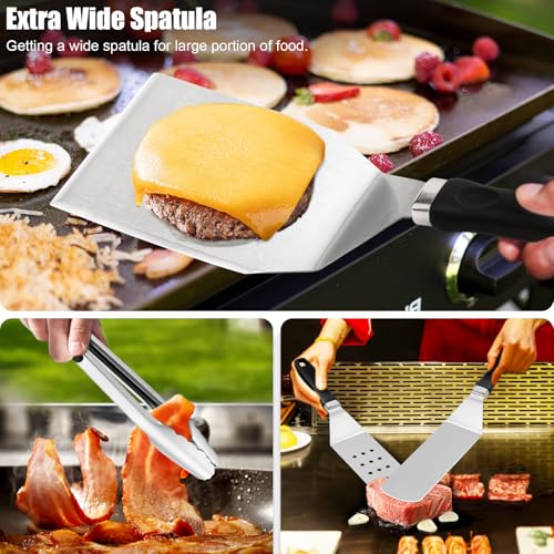 Grilliance 27-TLG Grillspachtel Plancha Zubehör für Männer, Teppanyaki BBQ Grillbesteck Set Edelstahl, Hibachi Smasher Burger Geschenkset mit Pfannenwender, Burgerpresse, Patty-Maker für Blackstone