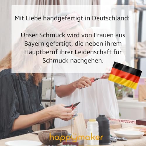 happymaker - Boho Armbänder, 4er Set, Stoffarmbänder und Glasperlen Armbänder, größenverstellbar mit Schiebeknoten und Schiebeperle, wasserfest, handmade in Deutschland