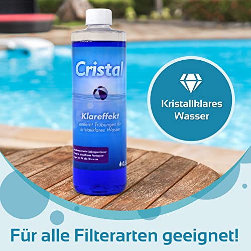 Cristal Klareffekt Trübungsentferner - Für alle Filterarten - Gegen trübes Poolwasser - Verbessert die Filtration - Einfache Anwendung - Für kristallklares Wasser in Pool & Whirlpool