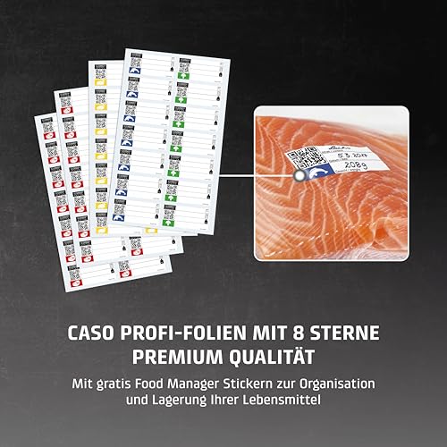 CASO 8 Sterne Profi- Folienbeutel 20x30 cm / 50 Beutel, Vakuumierbeutel für alle Vakuumierer, sehr stark & reißfest ca. 150µm, Vakuumbeutel Lebensmittel Vakuumiergerät, Sous Vide, BPA-frei