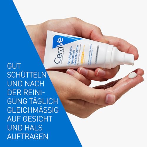 CeraVe Feuchtigkeitscreme für das Gesicht mit LSF 50, Creme für trockene bis sehr trockene Haut, Tagescreme mit Hyaluron und 3 essenziellen Ceramiden, 52 ml