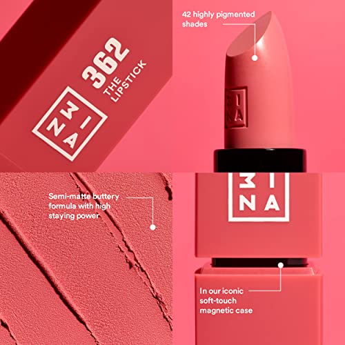 3INA MAKEUP - The Lipstick 900 - Schwarz Matte Lippenstift - Matt Lippen-Stift mit Vitamin E und Shea Butter- Langanhaltender Hochpigmentiert Creme - Vanille-Duft - Vegan - Cruelty Free