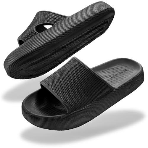 SCHLAPPY™ Original Badeschuhe für Damen&Herren, Badelatschen&Wolkenschuhe 100% Plastikfrei, Wasserfest&Rutschfest (Schwarz, EU Schuhgrößensystem, Erwachsene, Numerisch (von/bis), M, 38, 39)