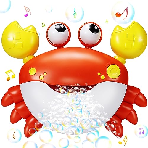Jiosdo Badewannenspielzeug, Krabbe Badespielzeug Bubble Mit Musik, Badespielzeug Baby ab 1 2 3 4 Jahr, Badewanne Spielzeug Wasserspielzeug Kinder, Geschenke für Jungen und Mädchen (rot)