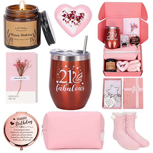 21st Birthday Gifts for Her, Personalised Birthday Hampers for Women Turning 21, Funny 21 Year Old Pamper Gift Basket for Girls, Best Friend, Sister, Daughter, Niece, Lady 21 Birth Day Presents Ideas