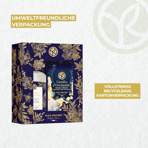 Yves Rocher Vanille d'Orchidée - LIMITED EDITION - Geschenkset für Frauen - Weihnachten -Duschgel 400ml & Eau de Toilette 100ml