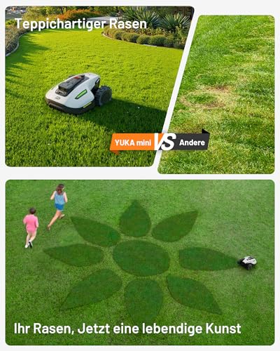 MAMMOTION YUKA Mini 500 Mähroboter ohne Begrenzungskabel, NetRTK+Vision, Keine RTK-Antenne erforderlich, Auto-Kartierung, Empf. 500m², mit 4G-Modul, 50% Steigung