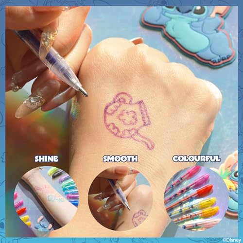 16-teiliges set mit Glitzerstiften zum Bemalen des Körpers in glitzernden und leuchtenden Farben von Townley Girl, für Kinder ab 3 Jahren (Stitch)