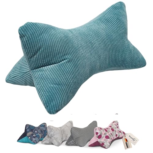 Leseknochen Nackenkissen Mixed bequem und waschbar! Handgestopft und genäht in Deutschland - Nutzbar als Nackenrolle Kissen Nackenrolle (Cord Mint)