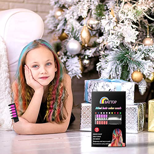 BATTOP 10PCS Haarkreide Kamm temporäre helle Haarfarbe Creme Geschenke für mädchen für Kinder 4 5 6 7 8 9 11+ Jahren