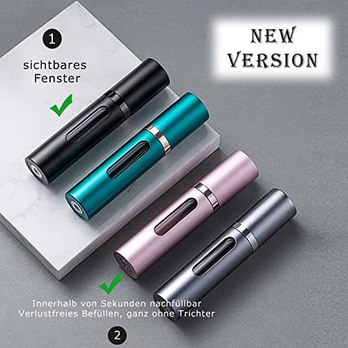 Travelofo Parfümzerstäuber Nachfüllbar, Leer Reise Parfüm Zerstäuber Mini Portable Sprühflasche mit Fenster für Unterwegs, 8ml (Schwarz & Grau)