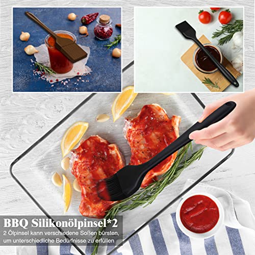 Grilliance BBQ Grillbesteck Set 30 Grillzubehör aus Hochwertiger Edelstahl Grillzange Grillspachtel Korkenzieher Grillset mit Grillkoffer und Grillmatte für Männer Geschenk für Garten Camping Braun