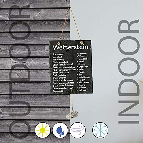 Cepewa Wetterstation Stein auf Schiefertafel Wettertafel Schild Tafel beschriftet 20 x 25 cm