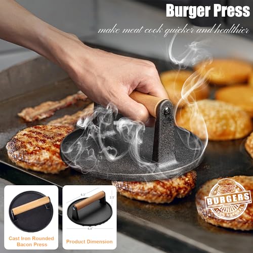 Grilliance 27-TLG Grillspachtel Plancha Zubehör für Männer, Teppanyaki BBQ Grillbesteck Set Edelstahl, Hibachi Smasher Burger Geschenkset mit Pfannenwender, Burgerpresse, Patty-Maker für Blackstone