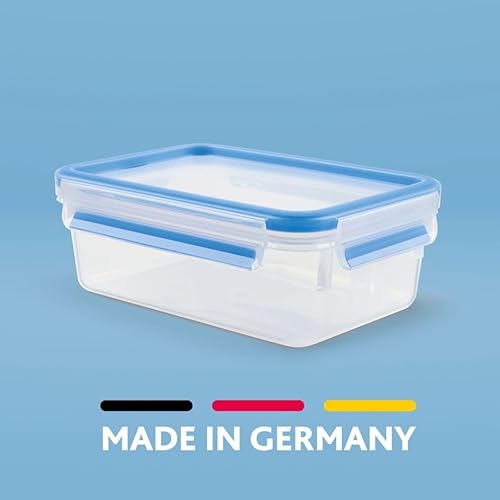 Emsa Clip&Close Frischhaltedose Mealprep-Set N10307|5-teiliges Set|Vorratsdosen| 0,8 Liter|100% dicht + hygienisch|Frische Dichtung|Spülmaschinen-, Mikrowellen-, und Gefriergeeignet, Transparent/Blau
