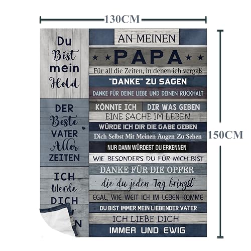 Geschenke für Papa von Tochter - Decke 150x130cm für Geburtstag, Weihnachten, Vatertag - Bester Papa Geschenk