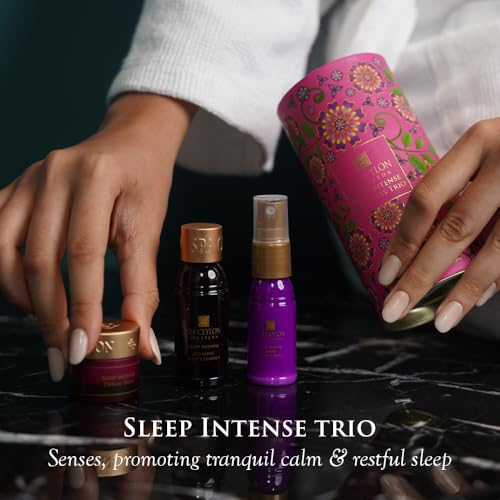 SPA CEYLON Sleep Intense Wellness Trio Set | Intensive Spa Essentials for Deep Rest | Ayurvedic Pampering Kit with Natural Ingredients | Lavender Ylang Ylang | Shower Gel, Body Mist, Balm | Gift set