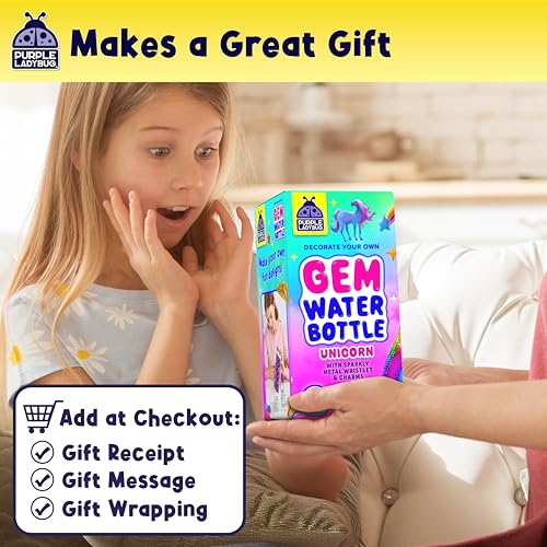 PURPLE LADYBUG Decorate Your Own Water Bottle Craft Kits for Kids - 6 Year Old Girl Gifts, Girls Birthday Presents, Arts and Crafts for Kids Ages 5-12, Unicorn Gifts for Girls