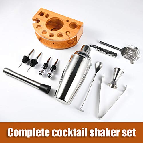 Cocktail Shaker Set,Esmula 750ML 12 Teiliges Edelstahl Barkeeper Kit Geschenk für Männer, Frauen, Freunde, Home Stylish Bar Tool Set mit Cocktail Rezeptheft (Silber)
