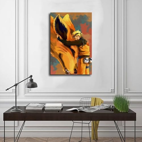 Anime Naruto Bijuu Kurama Kyuubi Leinwand Poster Schlafzimmer Büro Wohnheim Zimmer Dekor Geschenk Süße Wandkunst Ungerahmt 12x18 zoll - Image 3