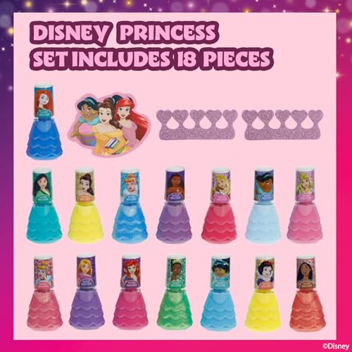 Disney Princess Kinder Nagellack Set (15-teilig) | Ungiftig und entfernbarer Nagellack | Geburtstagsgeschenke für Mädchen ab 3 Jahren von Townley Girl