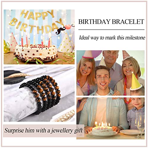 TEVOP 21st Birthday Gifts for Men, Tiger Eye Stone Bracelet 21st Birthday Gifts for Him Son Brother Grandson Friend, Perfect 21 Year Old Gift