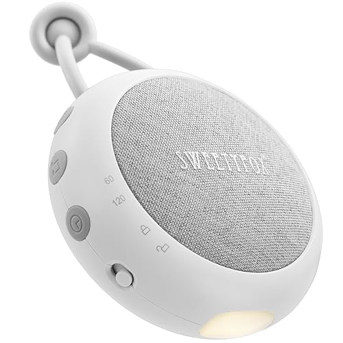 Sweety Fox White Noise Machine Baby - Weiß - Einschlafhilfe Babys, Wiegenlied Baby, Nachtlicht und Weißes Rauschen Baby, 15 Klänge, USB Aufladbar