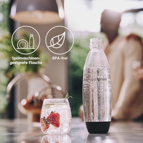 SodaStream 0,8L BPA-freie FUSE Kunststoffflasche schwarz | Spülmaschinengeeignet | Kompatibel mit DUO, E-DUO, Terra, uvm. | 2er-Pack