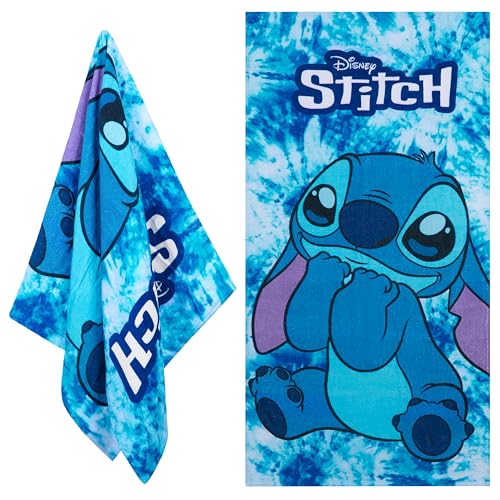 Disney Stitch Handtuch Kinder Badetuch Schnelltrocknend Strandtuch Baumwolle Duschtuch 70x140 cm für Schwimmen und Baden Reise Zubehör (Blau Stitch)