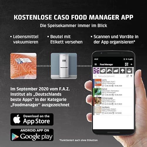 CASO 8 Sterne Profi- Folienbeutel 20x30 cm / 50 Beutel, Vakuumierbeutel für alle Vakuumierer, sehr stark & reißfest ca. 150µm, Vakuumbeutel Lebensmittel Vakuumiergerät, Sous Vide, BPA-frei