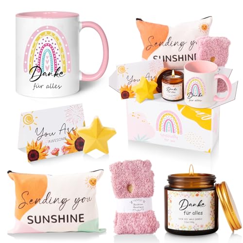 MUJUZE “Danke”Geschenke,Dankeschön Geschenke Set für Frauen,Danke Tasse Geschenkbox-Danke für Alles,Dankeschön Geschenk für Erzieherin Hebamme Brautjungfer Thank You Gift(Danke Geschenk)