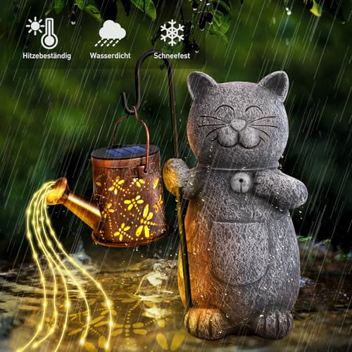 Hinshark Geschenke für Frauen Mama, Katze Deko Gartenstatuen mit Solar Laterne, Geburtstagsgeschenk für Frauen, Ostergeschenke Erwachsene Frauen, Geschenk für Frauen, Muttertagsgeschenk, Mama Geschenk