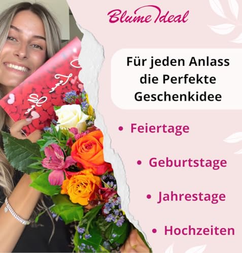 Blumenstrauß Farbtraum, Bunter mit Rosen, Inkalilien und Statice, 7-Tage-Frischegarantie, Qualität vom Floristen, handgebunden, perfekte Geschenkidee