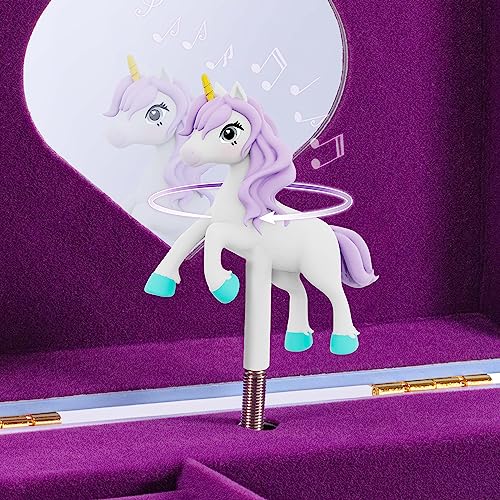 CRAZE, EINHORN Schmuckkästchen Kinder mit Spieluhr , Schmuckschatulle Mädchen mit drehendem Einhorn & Spiegel
