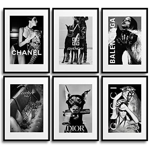 MONOKO® Wandbilder Wohnzimmer Modern | Schwarz Weiss Bilder Schlafzimmer | Coco Poster Set 6x A4 ohne Rahmen