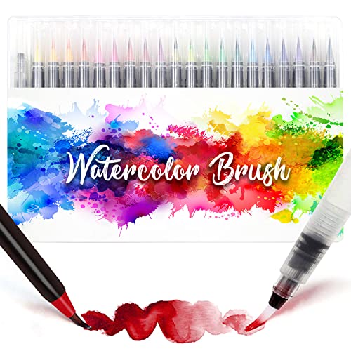 Amteker 24+1 Aquarellstifte, Brush Pen Set, Malen, Pinselstifte mit Flexiblen Nylonspitzen, Stifte Mädchen Geschenke 6-11 Jahre, Geschenk Mädchen 6-10 Jahre, Einschulung Mädchen Junge Geschenk