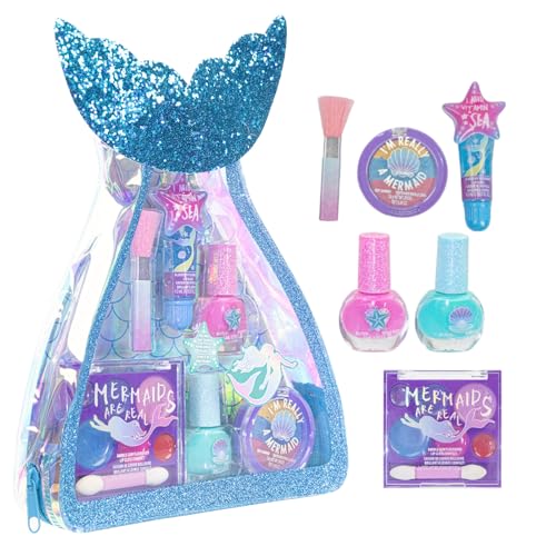 Townley Girl Mermaid Kinderschminke Set | Mädchen Schminkset enthält Lipgloss, Nagellack und mehr | Geburtstagsgeschenk für Kinder ab 3 Jahren