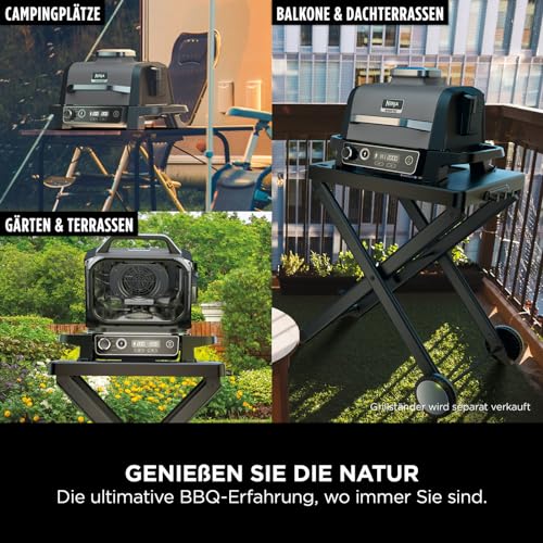 Ninja Woodfire Electric BBQ Grill & Smoker & Air Fryer, 7-in-1 Outdoor BBQ Grill, Air Fry, Smoke, Roast, Bake and more, Weather Resistant, Non-Stick, Portable, Electric, Grey/Black OG701EU