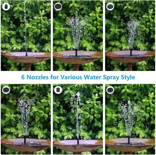 AISITIN 3,5W Solar Springbrunnen Solar Teichpumpe mit Solar Panel Eingebaute Batterie Wasserpumpe Solar Schwimmender Fontäne Pumpe mit 6 Fontänenstile für Garten, Vogel-Bad,Teich,Fisch-Behälter