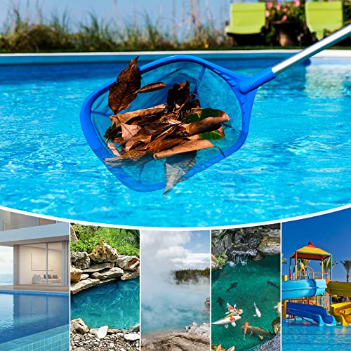 Mowend 145cm Skimmer Pool Kescher, Poolreinigung Kescher Feinmaschig mit Stab 1,14M Langer Aluminiumstange, 17,5cm Tief Kescher für Pool, Spa, Teiche, Whirlpools