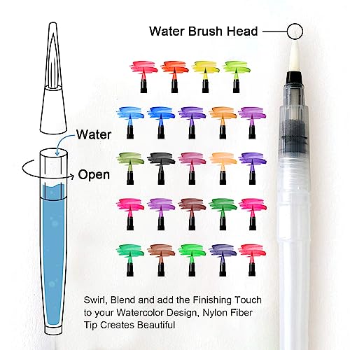 Amteker 24+1 Aquarellstifte, Brush Pen Set, Malen, Pinselstifte mit Flexiblen Nylonspitzen, Stifte Mädchen Geschenke 6-11 Jahre, Geschenk Mädchen 6-10 Jahre, Einschulung Mädchen Junge Geschenk