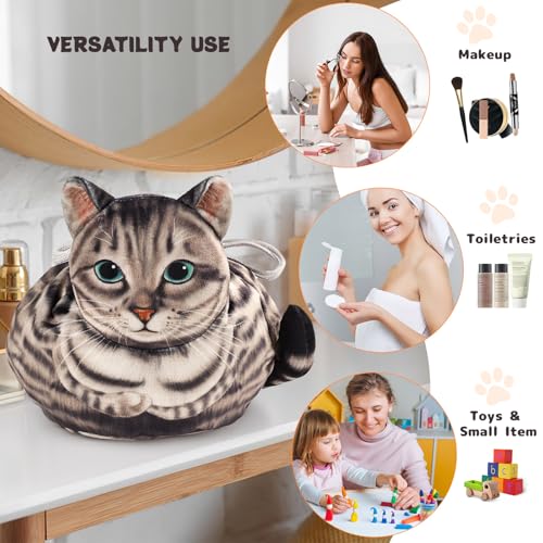 Katzen Kosmetiktasche Kordelzug,Schminktasche Groß,Tragbare Make up Organizer Tasche,Reise Aufbewahrungstasche,Geschenke FüR Katzenliebhaber