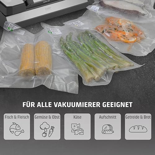 CASO 8 Sterne Profi- Folienbeutel 20x30 cm / 50 Beutel, Vakuumierbeutel für alle Vakuumierer, sehr stark & reißfest ca. 150µm, Vakuumbeutel Lebensmittel Vakuumiergerät, Sous Vide, BPA-frei