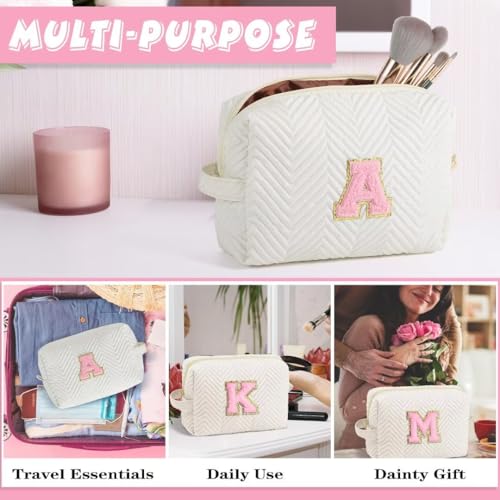 Parima Geschenke für Frauen - Weiß Kosmetiktasche Personalisierte Buchstaben A Kosmetiktaschen Schwester Geschenk Beste Freundin Geschenk Geburtstagsgeschenk für Mädchen Tochter 6 7 8 9 10 11 12 Jahre