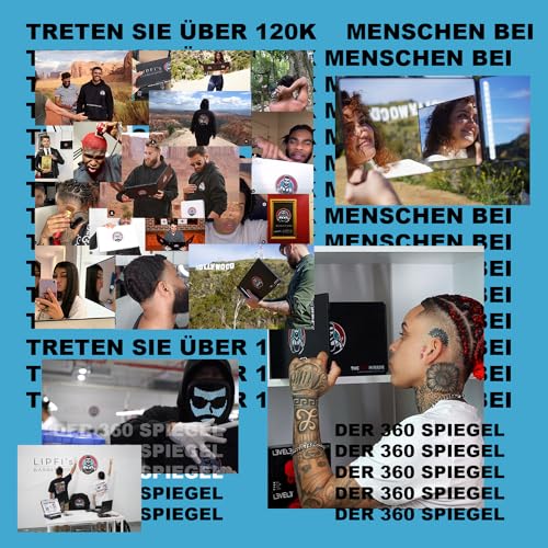 360 Grad-LED-Spiegel - Reisevariante mit verstellbaren Teleskophaken, perfekter Selbsthaarschnitt-Spiegel für Männer - 3-fach Spiegel zum Haareschneiden - Spiegel zum Schneiden Ihrer Haare