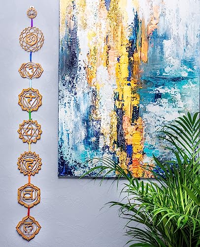 WICCSTAR Chakra Schild, Wandbehang, Heimdekoration für Meditation. Yoga Wandkunst. Spirituelle Mandala Ornamente für Schlafzimmer, Wohnzimmer und Studio