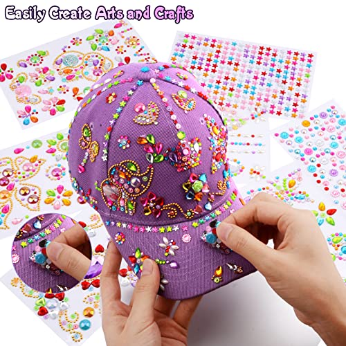 Geschenke für Mädchen DIY Baseballkappe, Hut Selbst Gestalten mit Edelstein Aufklebern, Einschulung Geburtstag Geschenk Mädchen 4 5 6 7 8 9 10 11 12 Jahre,Baseball Cap Bastelset für Kinder Schulanfang