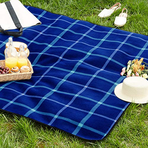 Amazon Basics Picknickdecke für die Küche mit wasserdichter Unterseite, Dunkelblau, 200 x 200 cm