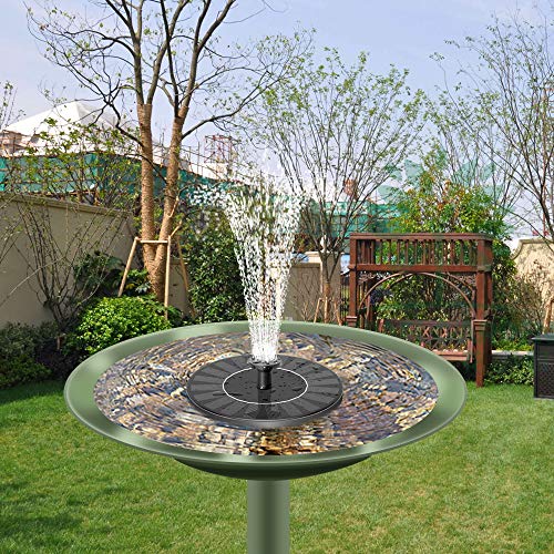 Solar Springbrunnen, Teichpumpe mit 1.4W Solar Panel Solarbrunnen, Schwimmender Fontäne Pumpe mit 6 Fontänenstile für Garten, Vogel-Bad,Teich,Fisch-Behälter
