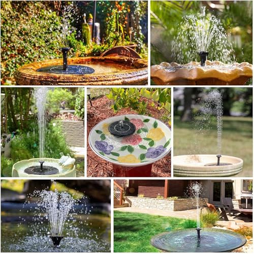AISITIN 3,5W Solar Springbrunnen Solar Teichpumpe mit Solar Panel Eingebaute Batterie Wasserpumpe Solar Schwimmender Fontäne Pumpe mit 6 Fontänenstile für Garten, Vogel-Bad,Teich,Fisch-Behälter